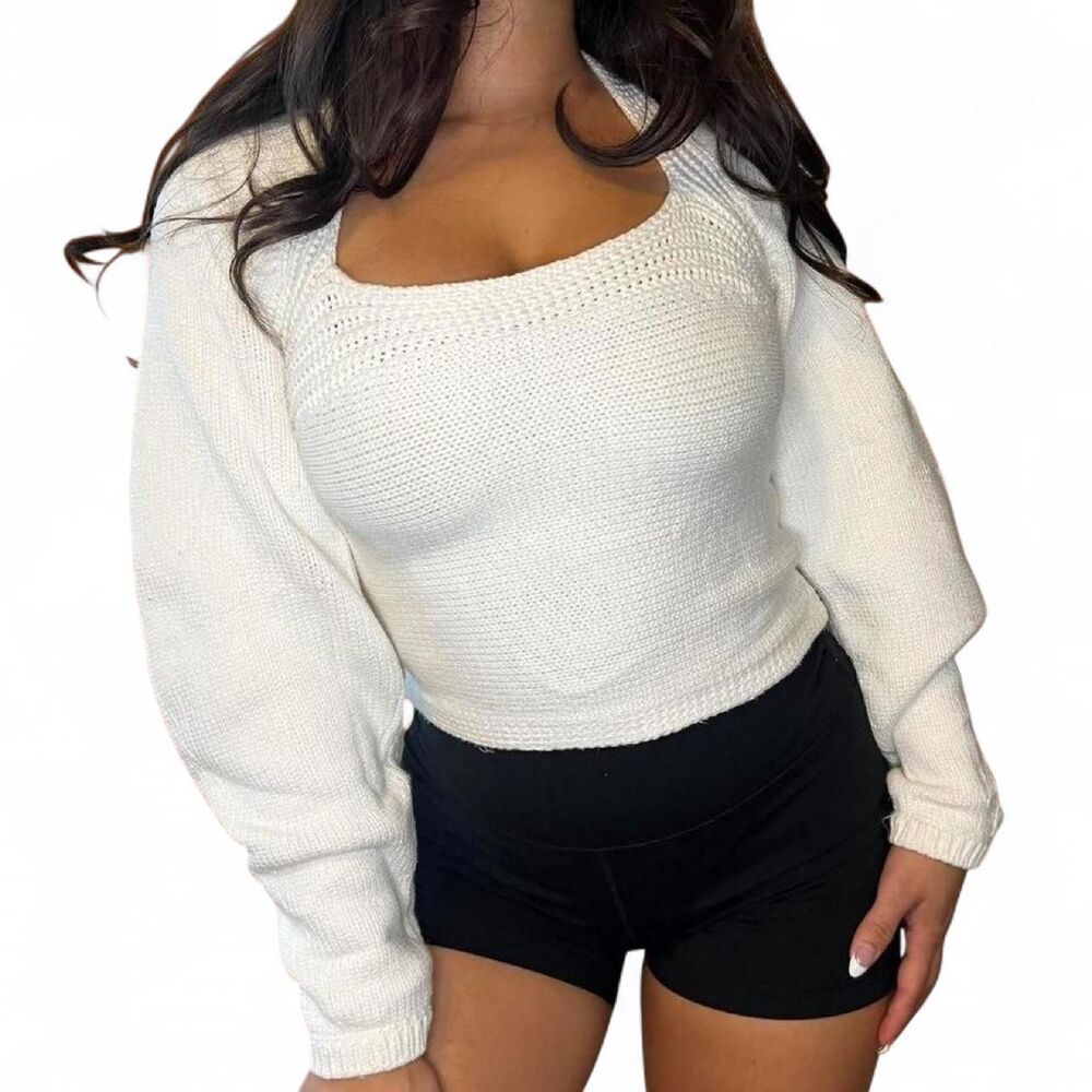 Express Women's White and Cream Jumper